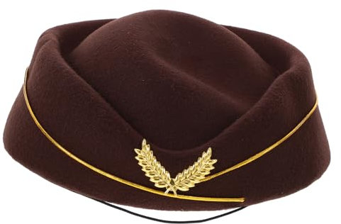 Amosfun Flight Attendant Kostüm Hut Damen Baskenmütze Weiche Ergonomisch Sitzende Stewardess Mütze Für Cosplay Bühnenauftritte Kostümparty Und Modenschau Kaffee Braun