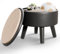 BRIAN & DANY Footstool with Storage, Small Storage Ottoman, Faux Leather Round Stool with Lid, Foot Stool with Legs for Living Room Entryway, Black