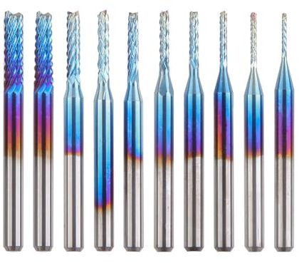 10 Stück Blau Graviermaschine aus Wolframstahl, Rotierende Fräser Bits für Heimwerker Holzarbeiten, Schnitzen, Metallpolieren, Gravieren, Bohren 0.8-3.175mm