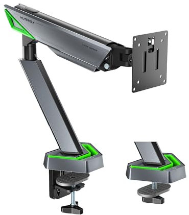 Humanex Single Monitor Arm,Gaming Monitor Stands for Desks with 20 Mode RGB LED Lights, Adjustable Monitors Mount for 17-45 Inch Screens with Cable Management, 2-16kg Capacity, 75/100 Vesa, Black