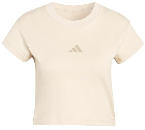 adidas Women's Future Icons SMALL Logo Baby T-Shirt, Crystal Linen, M