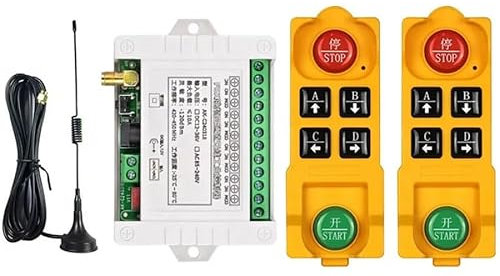 4-Kanal Wasserdichter Funkempfänger mit Fernbedienung | DC 12V/24V/36V | 433MHz FM Funkrelais-Schalter mit Saugnapfantenne | 20–200 m Reichweite (2RF)