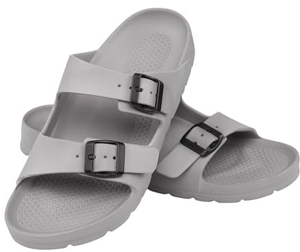 Aqua Speed Laredo Badeschlappen Herren Grau 05 Gr. 45 | EVA-Komfort & Mikrofaserhandtuch | Ideal für große Füße