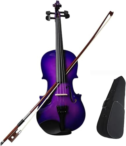 Violinen-Set für Kinder, Erwachsene, 1/8, 1/4, 1/2, 3/4, 4/4, volle Größe, Violett, Violinen, Anfänger, Studenten, Holz, akustisches Geigen-Set mit Etui, Bogen, Kolophonium (1/8,Lila)