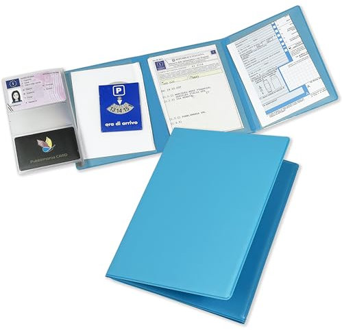 Pubblimania Pochette porte-documents multipoches avec porte-carte, élégance et organisation en bleu, fabriqué en Italie