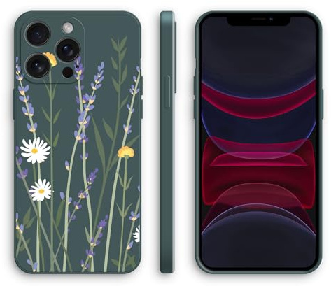 XINYEXIN Silicone Case for iPhone 12 mini, Slim Shockproof Phone Cover with Cute Pattern, Non-Slip Protective - Lavender, Green