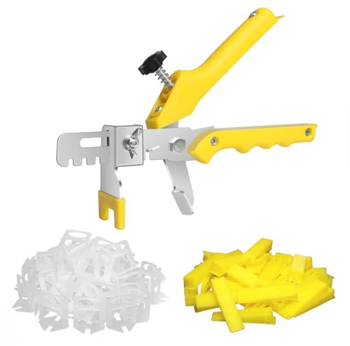 SDLDEER Fliesen Nivelliersystem 2mm, 600 Zuglaschen 200 Keile 1 Zange für Fliesen Werkzeug, Fliesenverlegehilfe Fugenbreite Verlegehilfe für DIY and Profi
