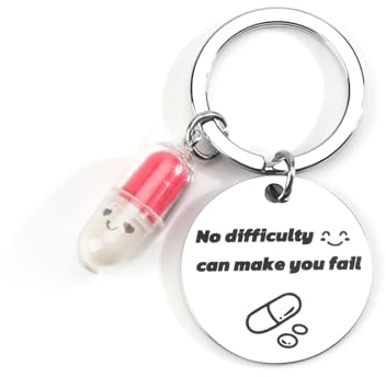 MUCOOS Cute Capsule Keychain for Women, Teacher, Birthday Gift, Keychain for Women, Inspiring Friendship Gift, Thoughtful Positive Text Keyring