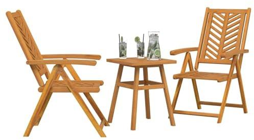 vidaXL Garten Set mit Liegen – Möbel für draußen aus Akazienholz, perfekt zum Entspannen. Flexibles Sitzen, zusammenklappbar und ideal für sonnige Tage.