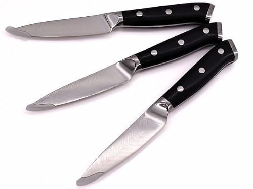 Lacers PurpleLine 3er Set Schälmesser 3.5 Zoll | Profi Küchenmesser, 7Cr17 Edelstahl Klinge, Pakkaholz Griff, Obst Gemüsemesser für Küche & Haushalt