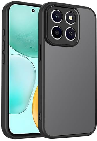 TQLGY Matte Case for Honor X6c, Shockproof Military Grade Drop Protection, Frosted Translucent Skin-Touch Hard Back Slim Phone Cover, Black