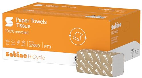 Satino HiCycle Handtuchpapier 3.200 Blatt 2-lagig, weiß, 25 x 23 cm, Recycling 278510, Nachfolger 277200