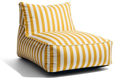 Gutekissen® Sitzsack Erwachsene XXL - Outdoor Sitzkissen Wetterfest - im Streifen-Design - bequemer Loungesessel für Terrasse, Balkon, Garten & Patio, UV-beständig - 72x102x65cm (Gelb)