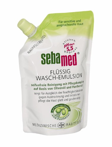 Sebamed Flüssig Waschemulsion mit Olive Nachfüllbeutel, 2er Pack (2 x 400 ml)
