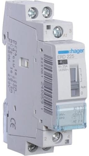 Hager ERD225 Contactor Manual, 25A, 2NA, 24V