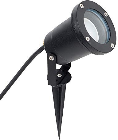 MiniSun | Modern Ground Spike/Wall Mount IP65 Rated Outdoor Lights in a Black Finish | Flood & Spot Lighting, Home Décor & Improvement Essential | Pack of 10 | Includes Bulb [6500K Warm White]