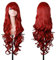 EmaxDesign 80cm qualitativ hochwertige Cosplay Perücke Für Frauen. Lang Voll, Lockig Wllig Heiz resistent. Fashion Glamourös Haarteil mit kostenlosen Perücke Kappe & Perücke Kamm (Farbig: Dunkelrot)
