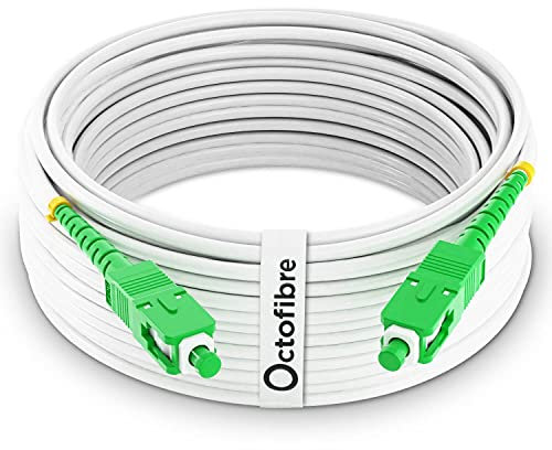 Octofibre - Cable Fibra Óptica Router - 50 Metros - Reforzado con Blindaje de Kevlar - SC APC a SC APC - 10 Años de Garantía