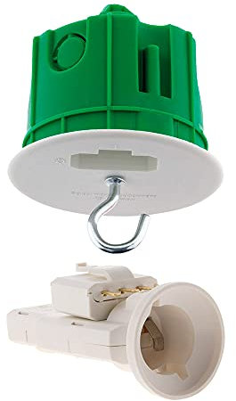 Zenitech - Kit DCL Point de Centre pour Murs Pleins - Diamètre 67 mm avec Fiche et Douille E27 - Crochet Inclus pour Installation Éclairage Mural - Vert