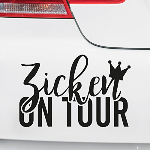 Motoking Autoaufkleber - Lustige Sprüche & Motive für Ihr Auto - Zicken on Tour - 12 x 7,7 cm - Schwarz Glänzend