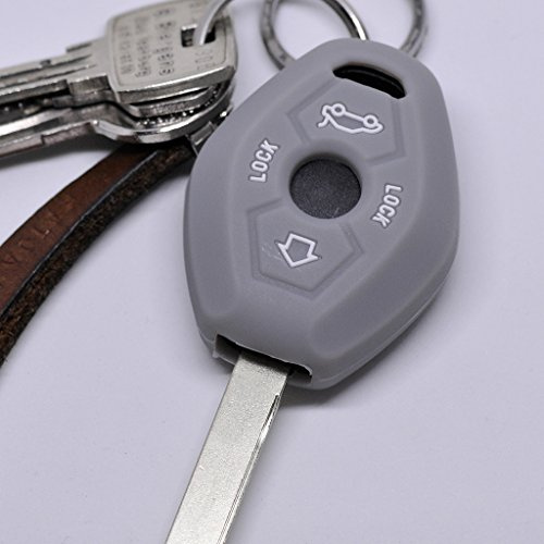 Soft Case Schutz Hülle Auto Schlüssel für 3er E46 X3 E83 X5 E53 Z8 E52 5er E61 Z4 E85 E86 ab 1998 / Farbe Grau