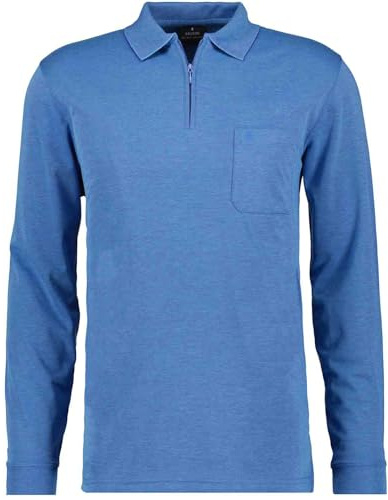 RAGMAN Herren Softknit-Poloshirt Langarm mit Zip Aqua-702, 4XL