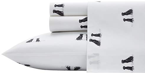 Eddie Bauer - King Sheets, Cotton Percale Bedding Set, Crisp & Cool Home Decor (Labrador Fields White, King)