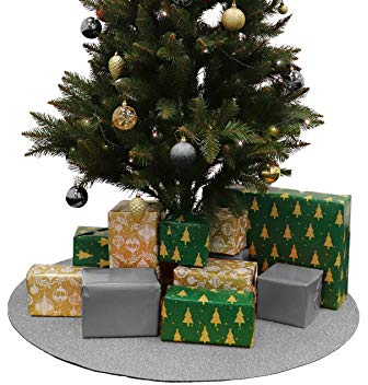 Primaflor - Ideen in Textil Weihnachtsbaum-Unterlage Glimmer Rund - Silber, 50 cm Durchmesser, Tannenbaum-Bodenschutzmatte, Glitzer Event-Teppich