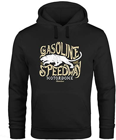 Neverless® Hoodie Herren Aufdruck Army Print Kapuzen-Pullover Männer Fashion Streetstyle schwarz L