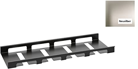 Wesco Rack System Smart Glashalter 60 aus pulverbeschichtetem Aluminium, flexibel erweiterbar, in der Farbe: Neusilber, Maße: 558 x 208 x 25 mm