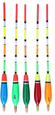 Kit de 5 flotteurs de pêche Keenso - Bobbers multicolores en bois de balsa sensibles à haute visibilité