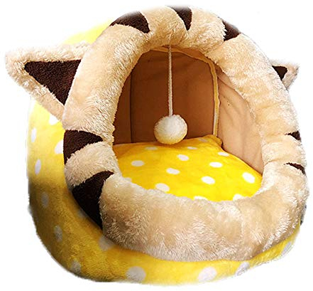 Yuly Lovely Animalization Haustierhöhle Bett weich warm Katze Welpennest Haus gemütlich Schlafsack mit waschbarem Kissen für Kätzchen, Hunde, Katzen, 52 x 48 x 39 cm