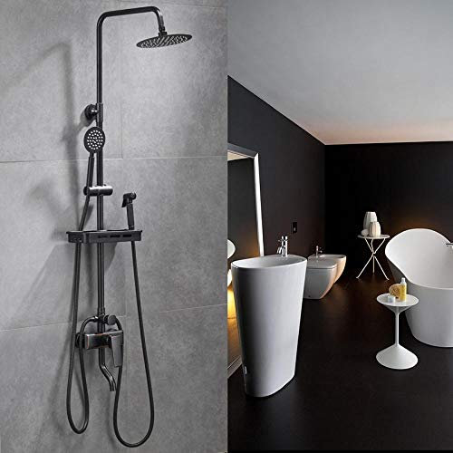 Juego de grifos de ducha de lluvia para baño, grifo de una manija para bañera con rociador de mano, juego de ducha, cascada, grifos mezcladores montados en la pared-el color de la imagen 1_China