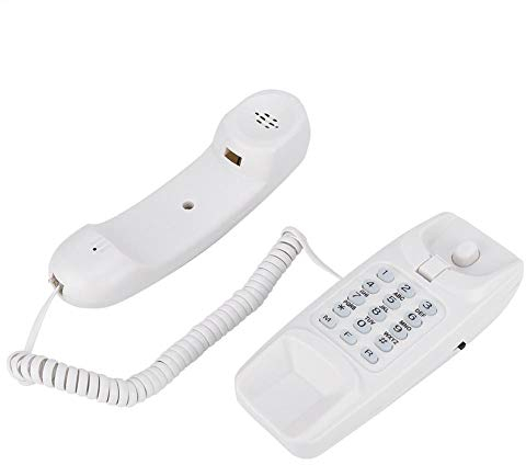 Telefono fisso con filo, telefono fisso per montaggio a parete, interno senza ID chiamante, telefono domestico per famiglia di hotel(bianca)