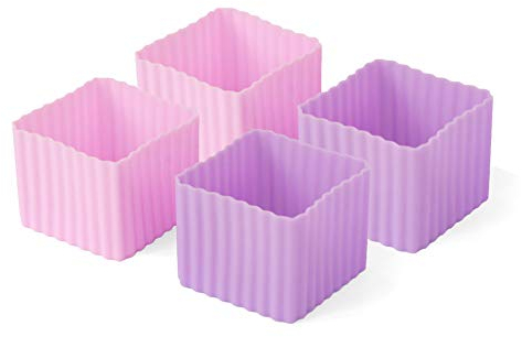LEKKABOX Cups, 4er Set - Silikon Förmchen für saubere Trennung in der Brotdose | Bentobox Lunchbox Zubehör (Rosa Flieder)