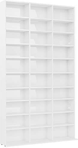 vidaXL CD-Regal Hochglanz-Weiß 102x16x177,5 cm Spanplatte