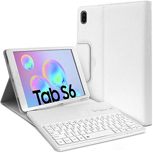 Housse Étui de Protection Blanc avec Clavier Bluetooth Azerty Français pour Samsung Galaxy Tab S6 10.5 SM-T860
