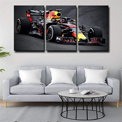 Formel 1 Rennstrecke Max Verstappen Leinwandbild 3 teilig Poster Drucke Wandkunst Bilder Leinwand Malerei Poster Print Wohnzimmer Dekoration 50x70cmx3 / Mit Rahmen
