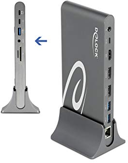 DeLock USB-C Dockingstation Universelles Thunderbolt 3 Dock, Triple 4K Display 2 x DP 1.4, 1 x HDMI 2.0, 3 x USB 3.0, Giga Ethernet, Headset, MicroSD/SD, USB-C PD bis 85W, für Windows, MAC OS, 87772