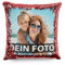 PR Print Royal Foto-Kissen selbst gestalten - Bedruckte rote Wendepailletten, individuell mit Foto und Text I Personalisiertes Geschenk, Deko-Kissen mit Füllung, 40 x 40cm