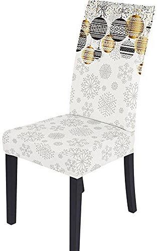 ZZDXL Stuhlhussen 4Er Set Weisse Weihnachten Stuhlbezug für Esszimmerstühle,Stuhlhusse Stretch,Stuhlhussen Schwingstuhl Waschbar, Hussen für Stühle Mit Gummiband,Stuhlhusse Moderne