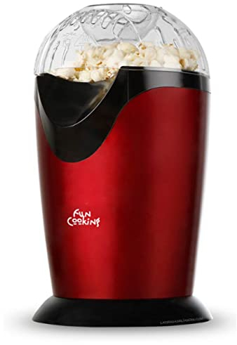 Palomitero portátil. Rojo metalizado. Funcionamiento rápido y sencillo. ¡Palomitas en 3 minutos! Cacito medidor integrado. Fácil de limpiar. Potencia 1000 W.