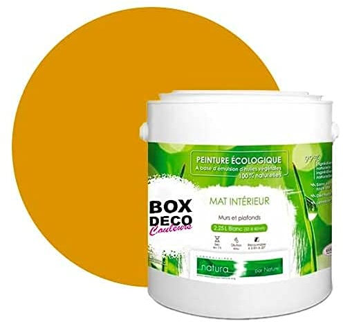 BOX DECO COULEURS Peinture murale naturelle écologique aspect mat intérieur Natura - 2,5L / 33m², Jaune Moutarde