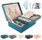 Jewellery Box Organiser Jewelry Storage Box for Women Girl, 2 Layers, Leather Jewellery Organiser box with Removable Tray & Hangers for Necklace Earrings Rings Bracelets, Lockable Design Green