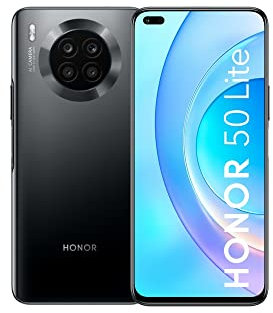 HONOR 50 Lite Mobile Phone, SIM-Free Unlocked Smartphone with 64MP Quad Camera, 66W Supercharge, 6.67” Full View Display, Dual Sim, NFC, 6+128GB(2 Year Warranty) (Renewed)