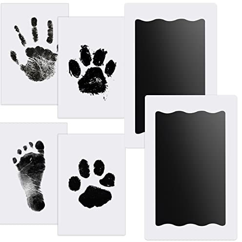Nabance 2 Pcs Set Impronte Bimbi, Kit Impronta Mani e Piedi Neonati, Kit Impronta Cane, Sicuro e Non Tossico, per Neonati da 0 a 6 Mesi [Nero]