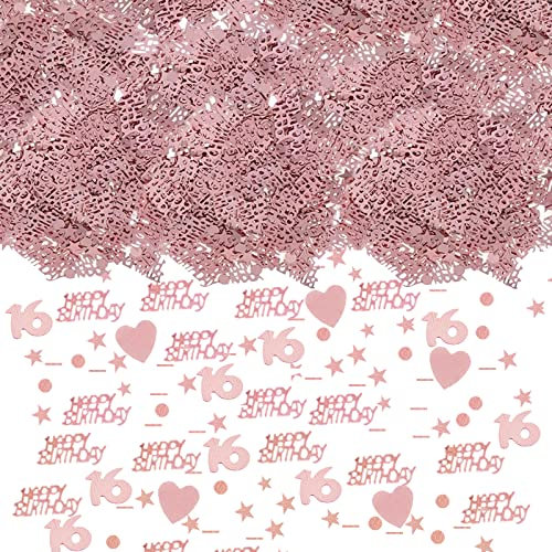 HJYZY 1650 pcs Happy Birthday Rose Gold Confetti 1/13/16/18/20/21/30/40/50/60/70/80/90 Digital Decorative Confetti Heart Confetti Perfect for Table Decorations, Party Supplies (13)