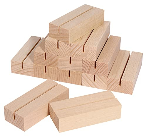 Srvnpioy 20 Stück Tischkartenhalter Holz für Hochzeiten 7 x 3 x 1,8 cm, Kartenhalter Holz Fotohalter Tischnummernhalter, Platzkartenhalter Memohalter für Restaurant Tisch Partys Fotoständer