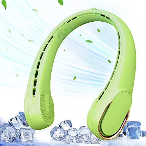 ASNUG Ventilateur de cou portable, sans pale, rechargeable par USB, 4000 mAh, 3 vitesses réglables, refroidissement plus rapide, ultra silencieux, convient pour la maison, le bureau, le sport