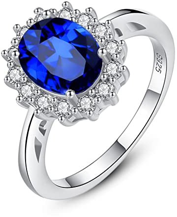 Verlobungsringe für Frauen Oval Cut Saphir Ring 925 Sterling Silber Geburtstag Geschenke Schmuck für Mädchen Frauen Teens Mädchen Größe 5-9,9